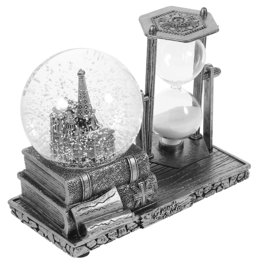 Vintage Desktop Decoration Resin Craft Music Crystal Ball With Sand Clock Table Centerpiece