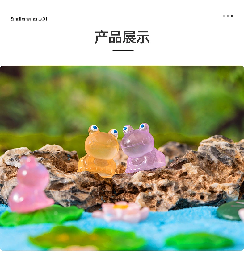 7Pcs Resin Frog Decors Frog Office Decors Desktop Frog Craft Statues Decorative Luminous Frog Statue