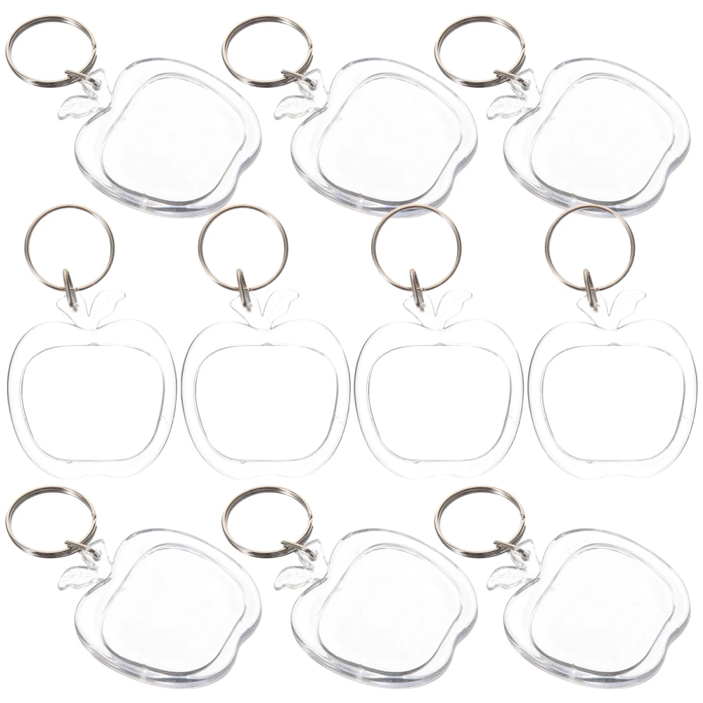 10pcs Clear Key Chains Apple Shaped Key Rings Acrylic Blank Photo Frame Key Chains for Women Men