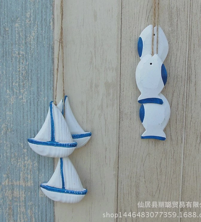 4 Strings of Wooden Beach Themed Wall Decor Wall Art Wood Nautical Coastal Theme Wall Decor