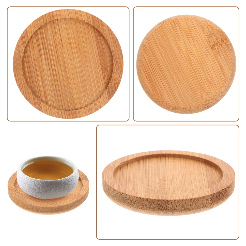 4pcs Bamboo Coaster Round Bamboo Coaster Drink Small Bamboo Saucers for Home