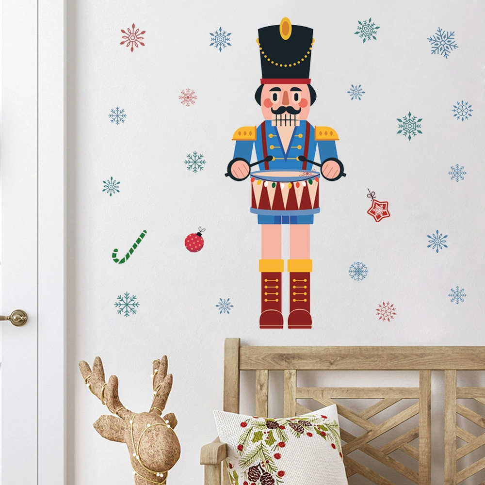 Christmas Nutcracker Sticker Snowflake Nutcracker Window Cling Holiday Window Door Decoration