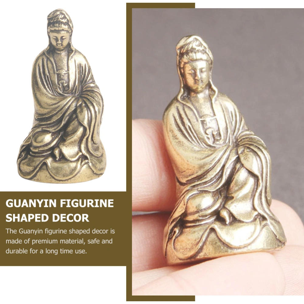 Desktop Retro Brass Buddha Statue Desktop Guanyin Sculpture Brass Buddha Figurine