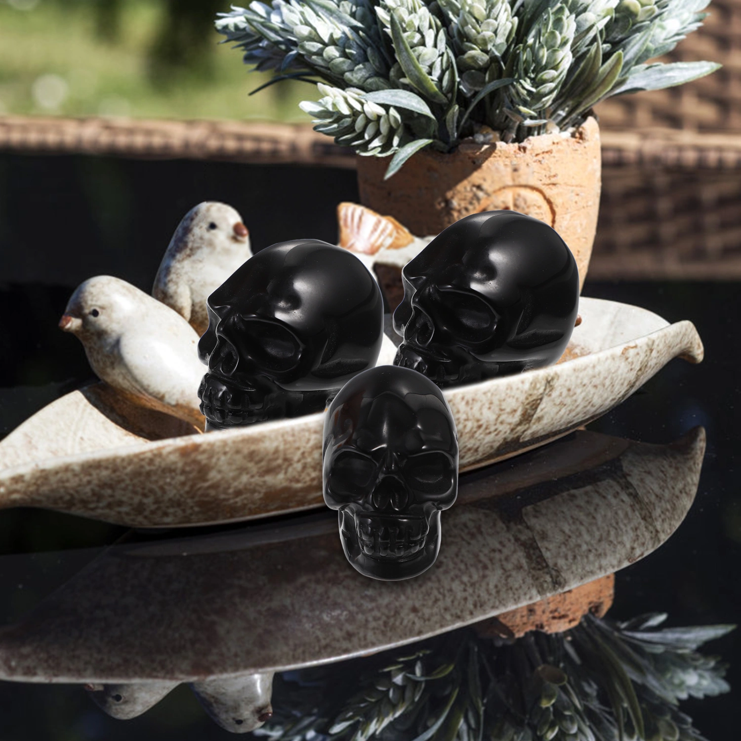 Obsidian Skeleton Head Prop Small Skull Props Skull Model Halloween Prop