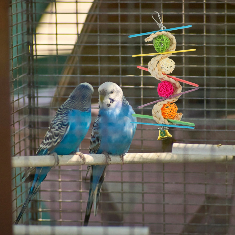 Bird Parrots Chewing Hanging Toy Bird Shredding Toy Parrot Cage Wooden Shredding Toy