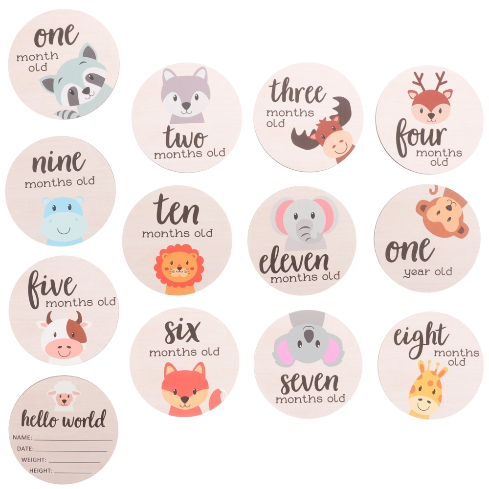 1 Set Baby Milestone Cards Round Wooden Monthly Milestone Markers Baby Shower Photo Prop Discs