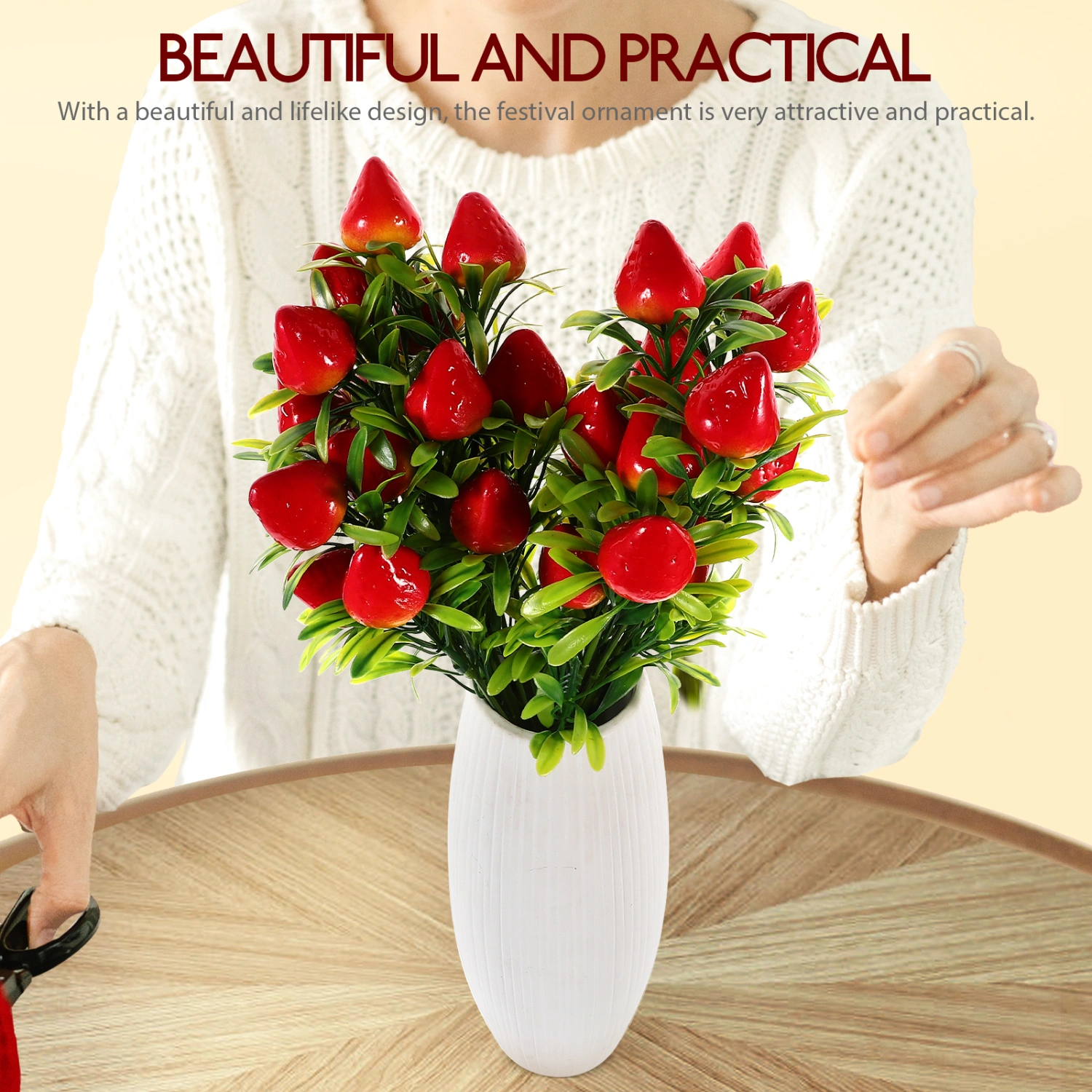 Artificial Strawberry Plants Artificial Strawberry Stem Decors Fake Fruit Branch Vase Filling Decor