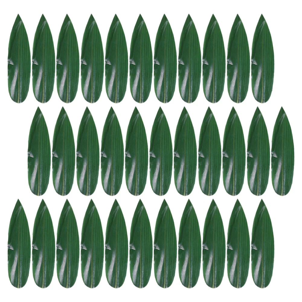 100pcs Sushi Bamboo Leaf Sushi Dish Decor Bamboo Leaves Sashimi Decor Mats