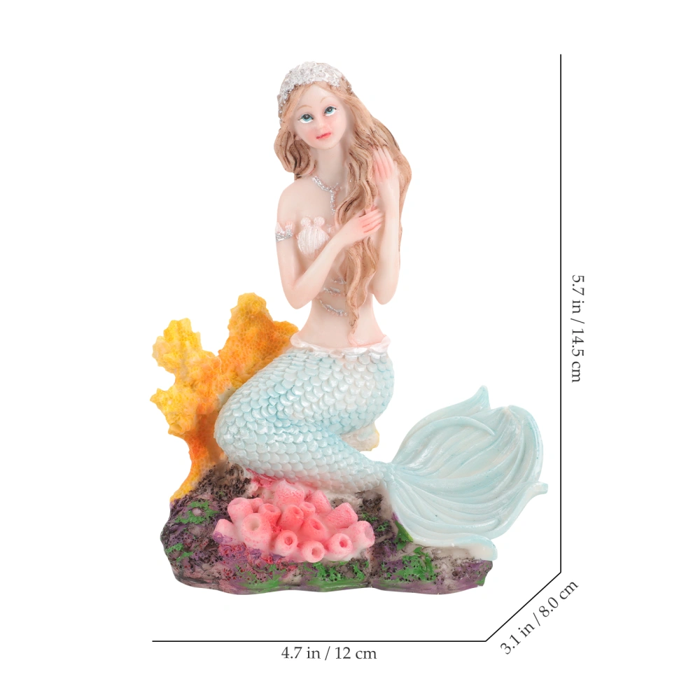 Exquisite Mermaid Statue Decoration Wear-resistant Resin Mermaid Model Desktop Mermaid Ornament