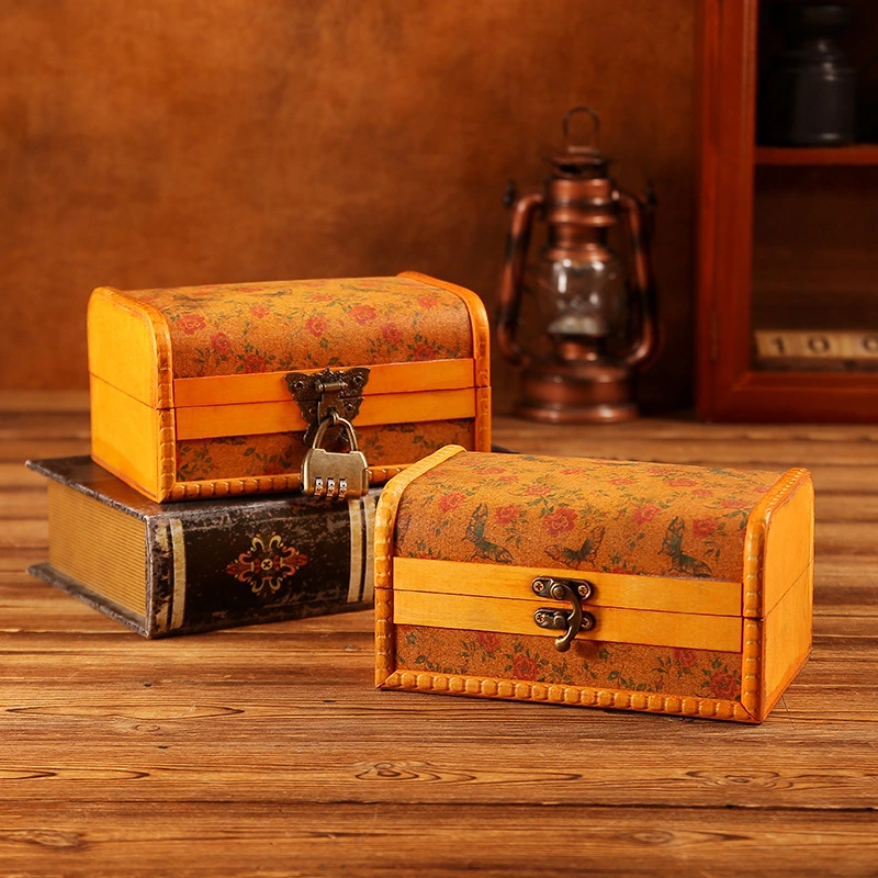 Wood Jewelry Case Antique Jewelry Box Jewelry Organizer Wooden Storage Box with Lock