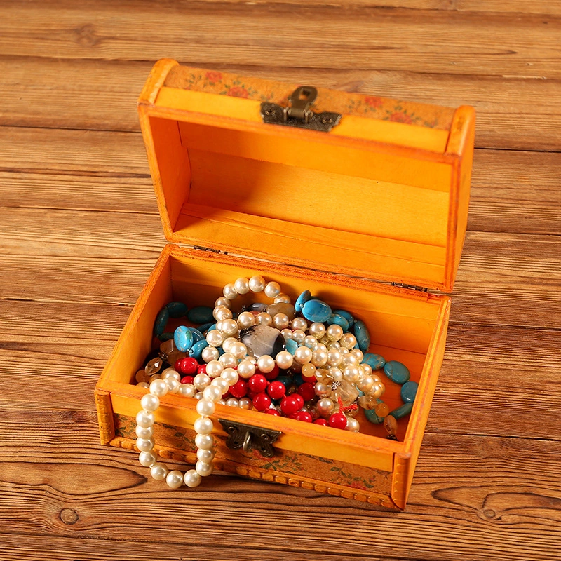 Wood Jewelry Case Antique Jewelry Box Jewelry Organizer Wooden Storage Box with Lock