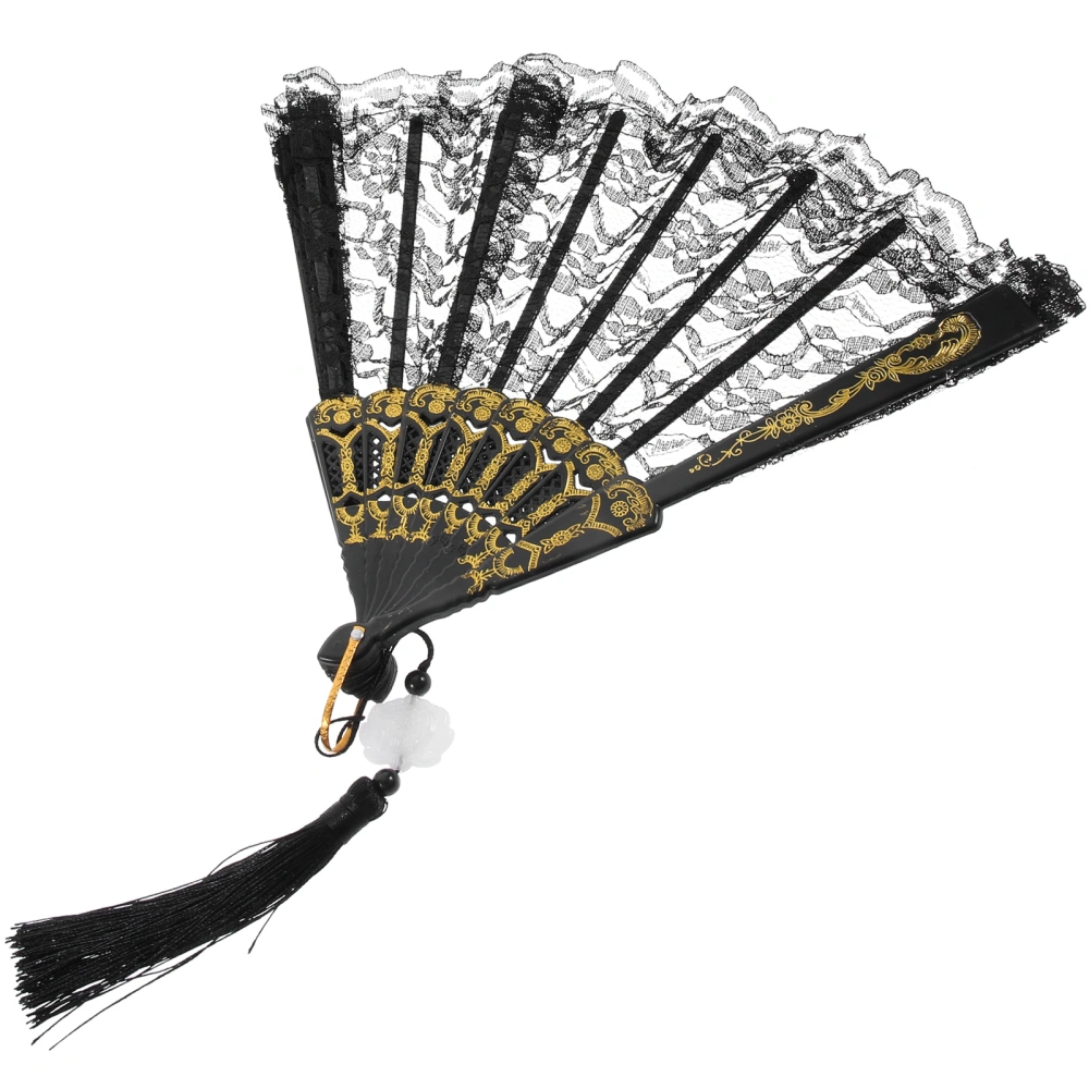 Lace Hand Fan with Tassel Elegant Lace Folding Fan Handheld Folding Fan for DIY Wall Decoration