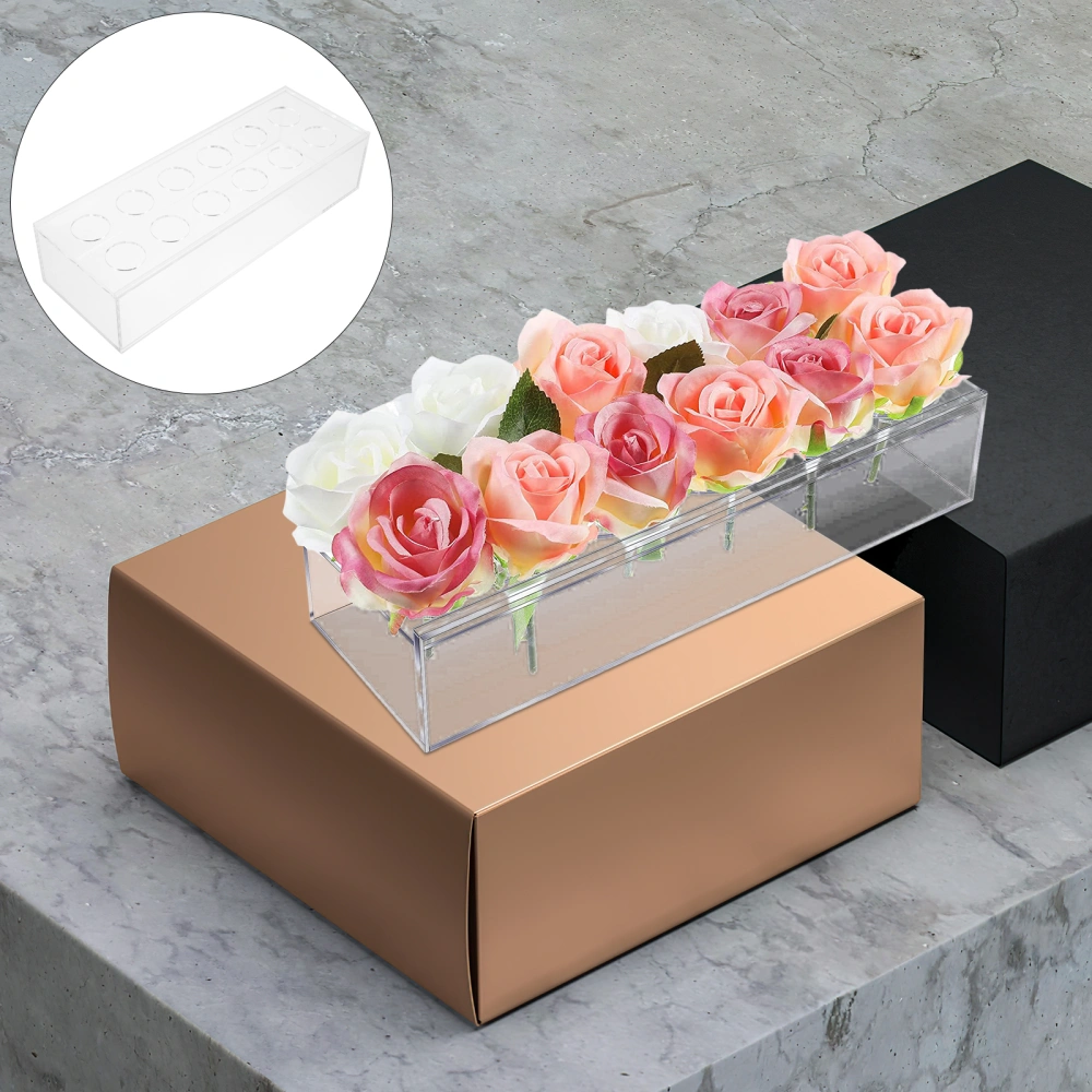 Clear Acrylic Flowers Vase Rectangular Floral Centerpiece for Dining Table Modern Acrylic Vase