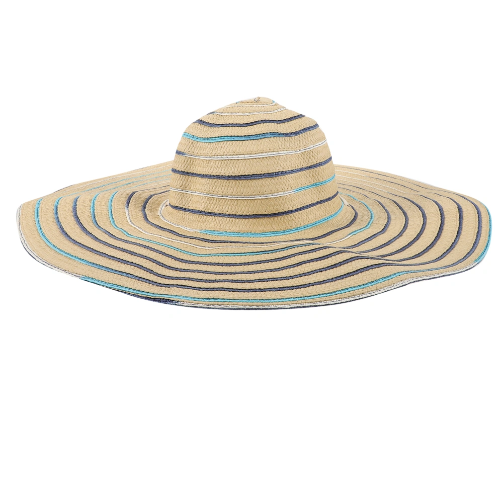 Woman Beach Hat Decorative Straw Hat Folding Sunproof Woven Sun Protection Hat