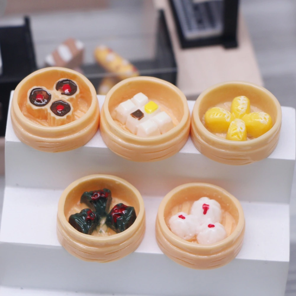 10Pcs Miniature Food Models Miniature Steamed Food Crafts Mini Doll Food Models Mini Photo Props