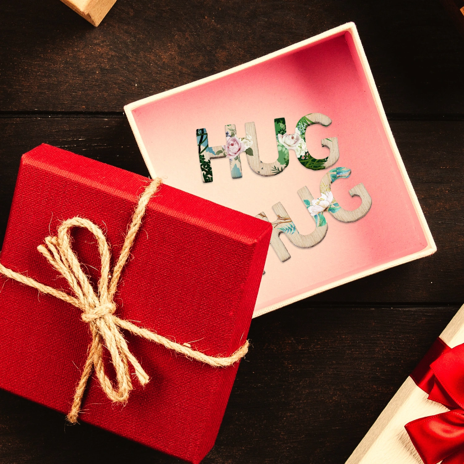 100pcs Wood Hug Jar Of Hug Gift Jar Filler Wood Hug Cutouts Letter Piece Hug Cutout Bulk