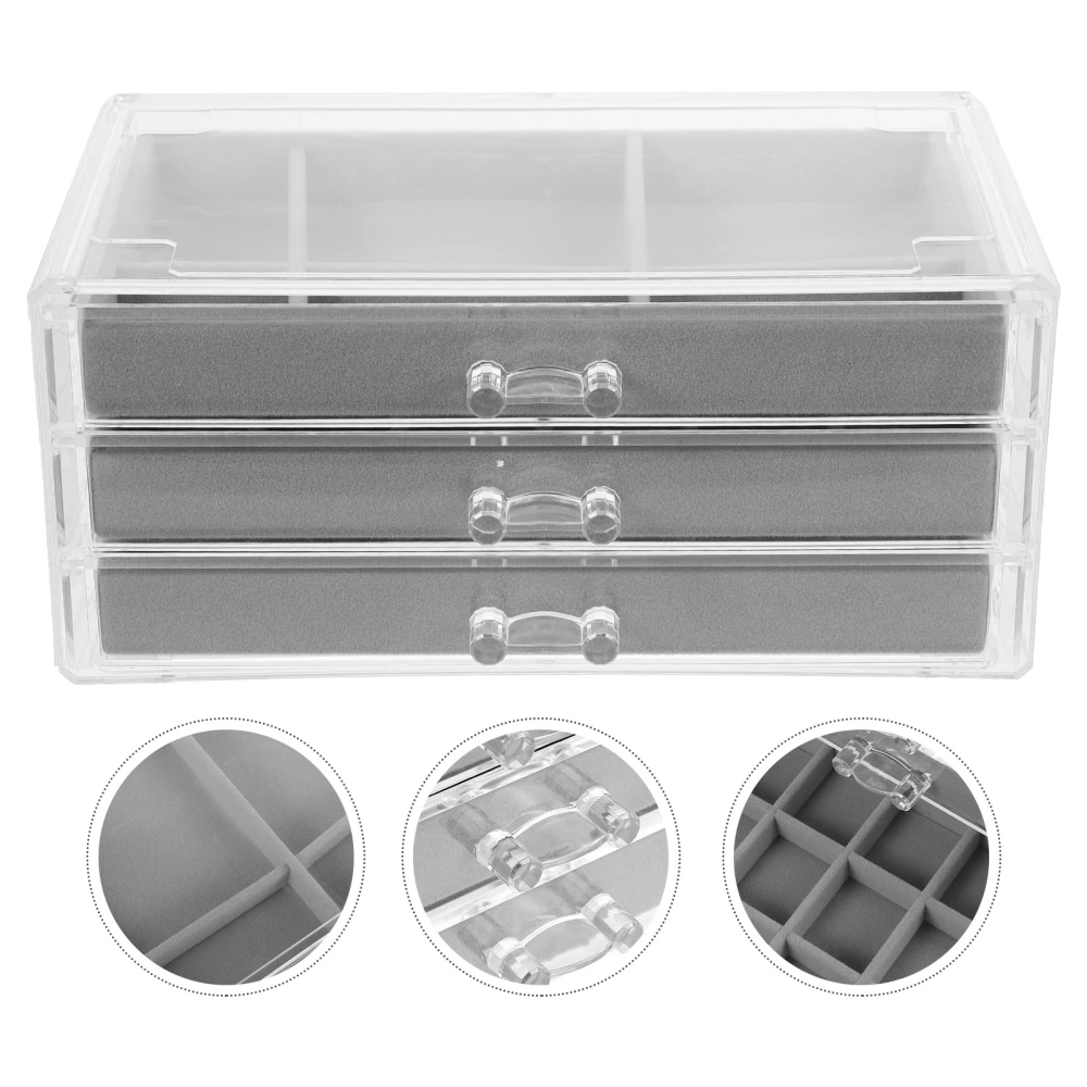 Dressing Table Jewelry Storage Container 3-layer Multi-grid Jewelry Box