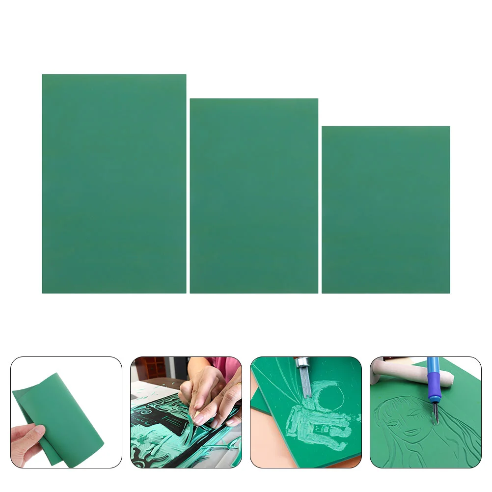 3Pcs Printmaking Carving Plates Kids Carving PVC Boards Carving Sheets for Children