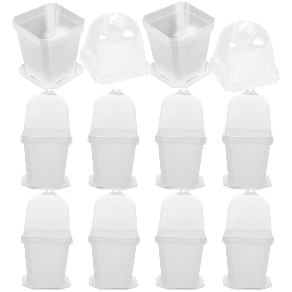 10Pcs Plastic Nutrition Cups Succulent Bonsai Nursery Cups with Cover Drain hole