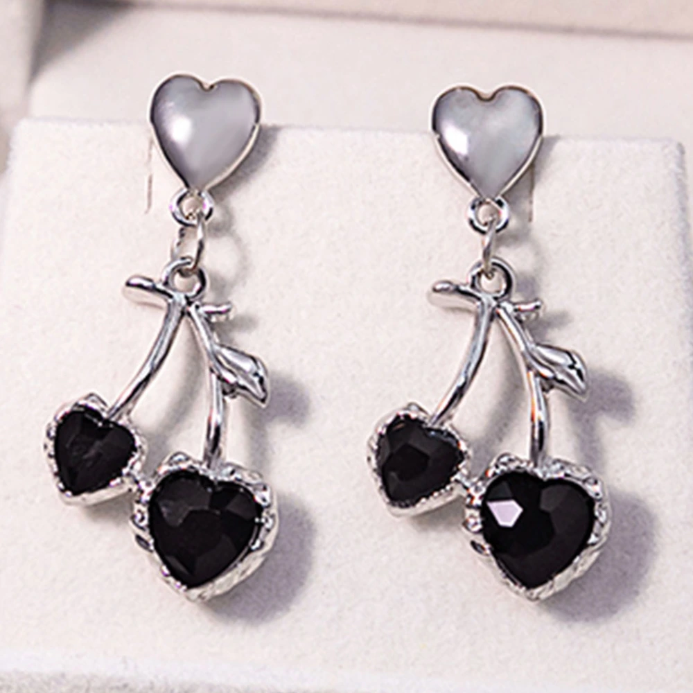 1 Pair Heart Cherry Charm Earrings Dangle Earrings Women Decorative Earrings Girl Earrings