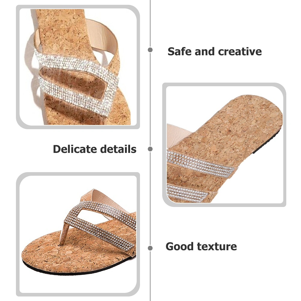 1 Pair Rhinestone Slippers Women Summer Beach Sandals Casual Slippers Flat Sandals