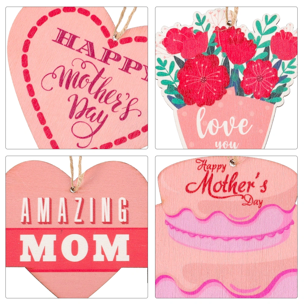 24Pcs Mother's Day Decorations Mother Day Hanging Ornaments Wooden Hanging Decoration