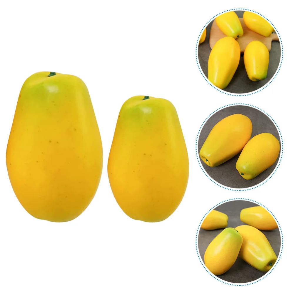 2pcs Simulated Fruit Models Artificial Fruit Fake Pawpaw Simulated Papaya Model