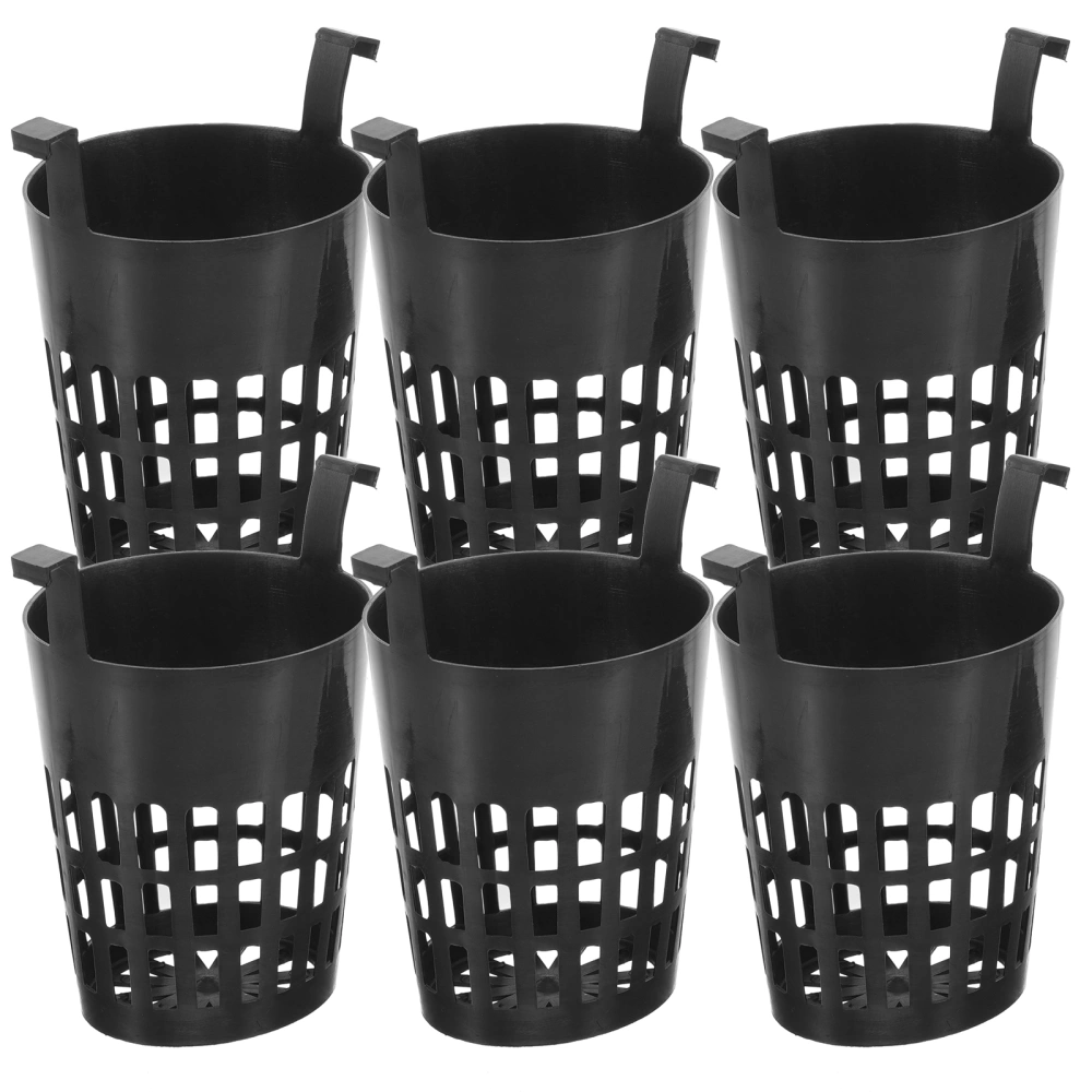 6pcs Plastic Planting Basket Black Plastic Slotted Net Plant Cups Hanging Plant Basket