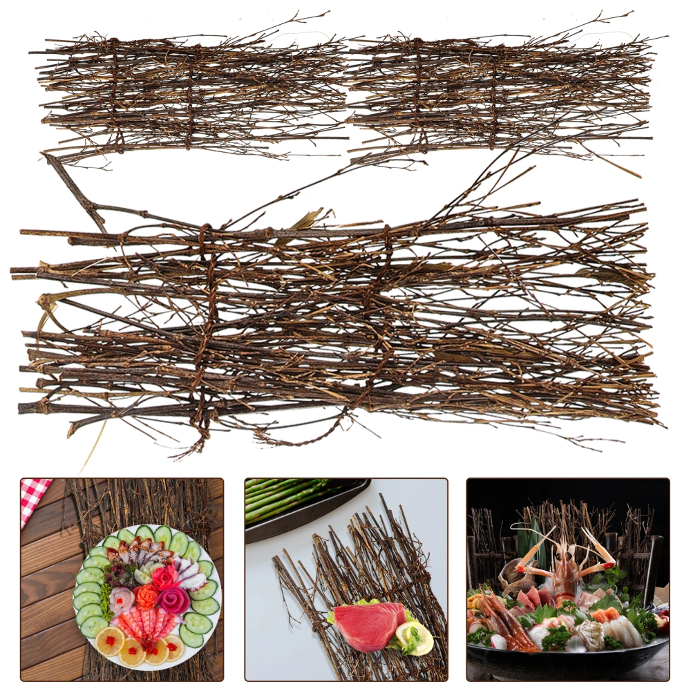 3 pcs Japanese Bamboo Fence Sushi Decoration Bamboo Fence Sushi Ornament for Restaurant