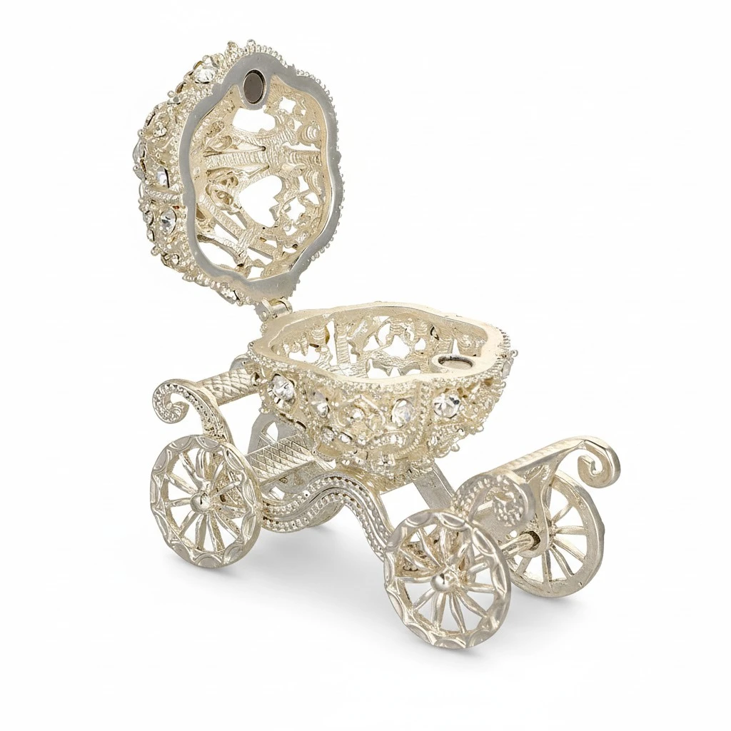 Carriage Trinket Box Jeweled Ring Holder Carriage Collectible Home Decoration Ring Box