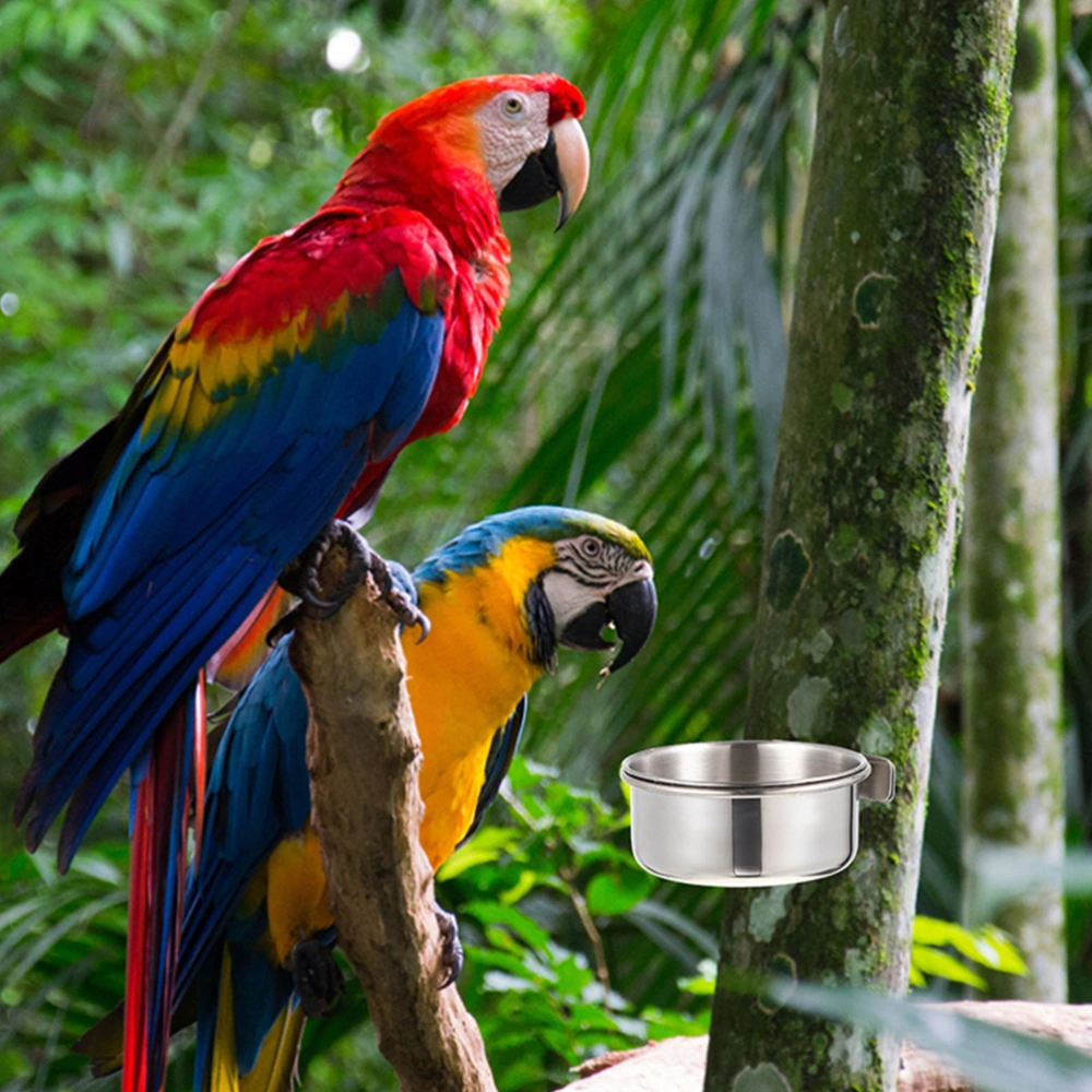 Stainless Steel Bird Feeder Parrot Feeder Dish Cup Bird Cage Feeding Cup Parrot Food Holder