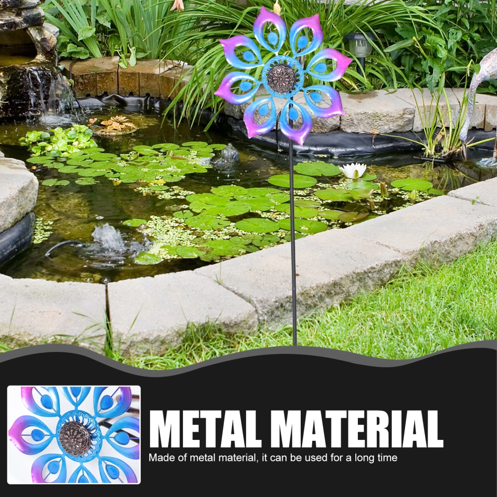 Garden Pinwheel Decoration Metal Pinwheel Decor Rotatable Windmill Craft Colored Outdoor Pinwheel