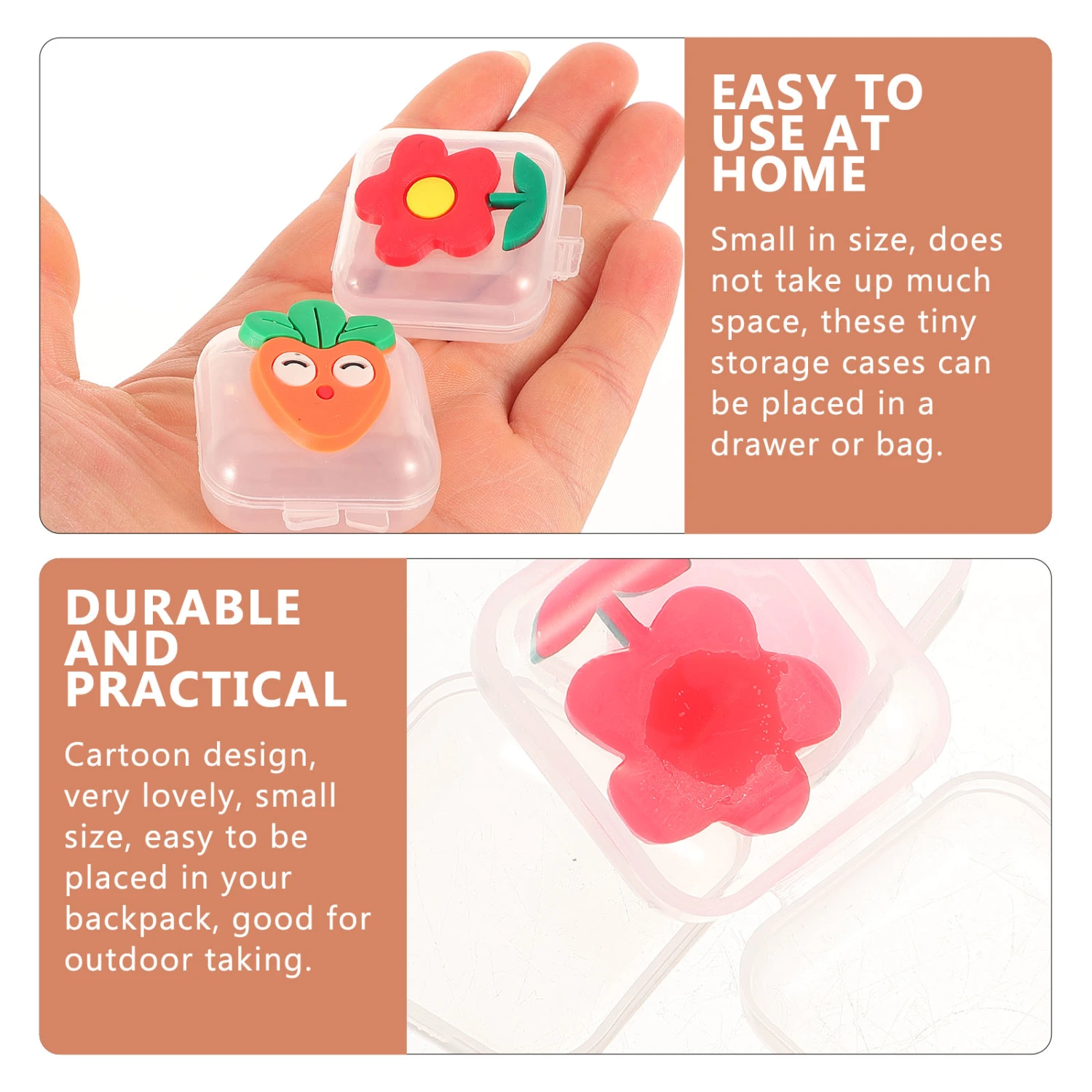 4pcs Mini Earplug Cases Empty Cases with Lid Cartoon Earplug Jewelry Storage Boxes for Travel