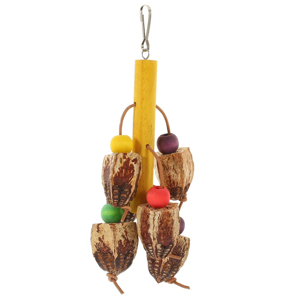 Bird Parrot Biting Toy Anti-scratch Bird Chewing Wooden Toy Natural Hanging Bird Bite Toy