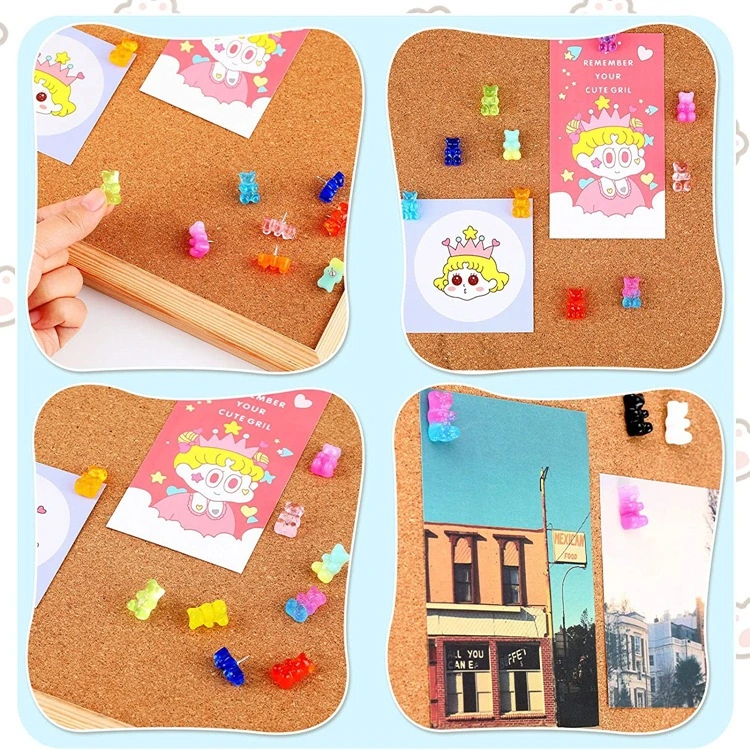 30Pcs Thumb Tacks Cartoon Bear Pushpins Office Thumbtacks Map Pushpins for Cork Board