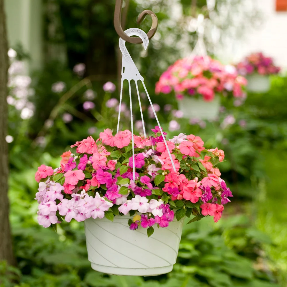 5pcs Plastic Hanging Basket Hooks Hanging Planter Holder Flower Pot Hangers for Outside