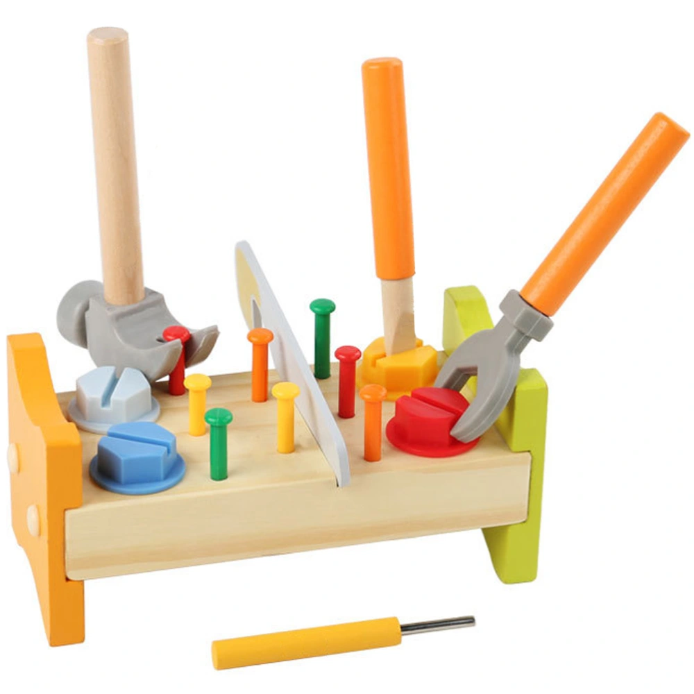 1 Set Wooden Pounding Peg Workbench Toy Toddler Pounding Peg Workbench with Hammer