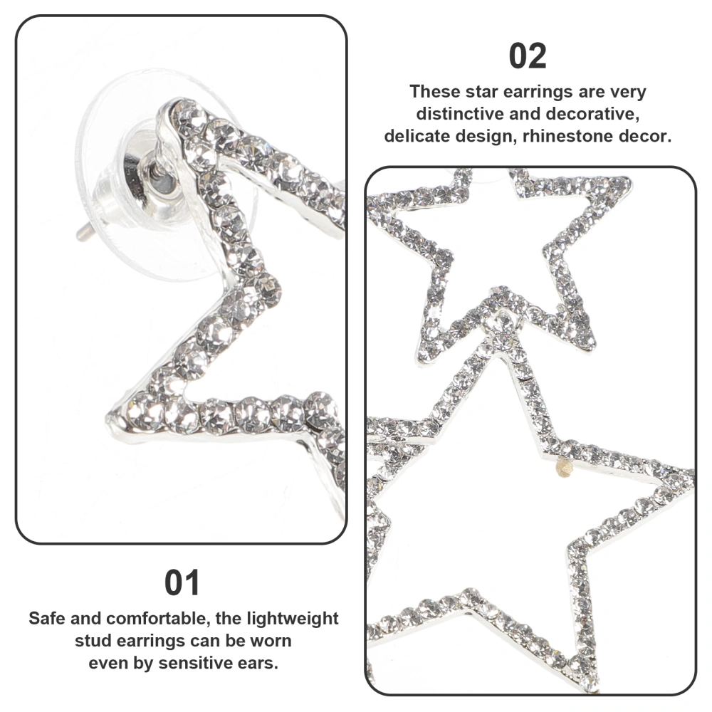 1 Pair Rhinestone Star Dangle Earrings Stars Charms Earrings Drop Earrings for Women