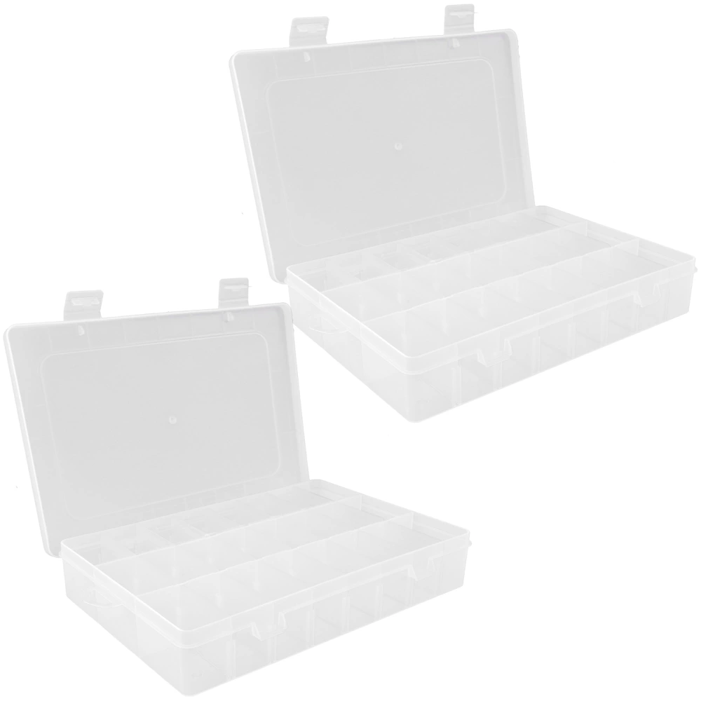 2pcs Multi-grid Jewelry Organizer Box Transparent Hardware Compartment Holder Home Supply