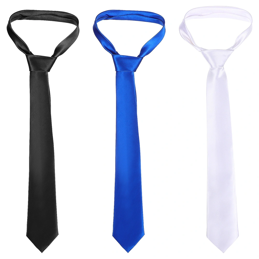 3 Pcs Men's Ties Satin Ties Solid Color Neckties Classic Costume Suit Accessories for Dinner Celebration Wedding