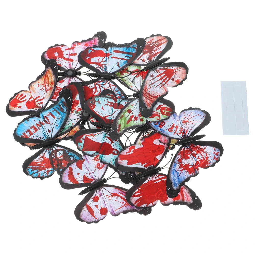 24pcs Scary Butterflies Stickers 3d Butterflies Wall Decors Halloween Scene Layout Props