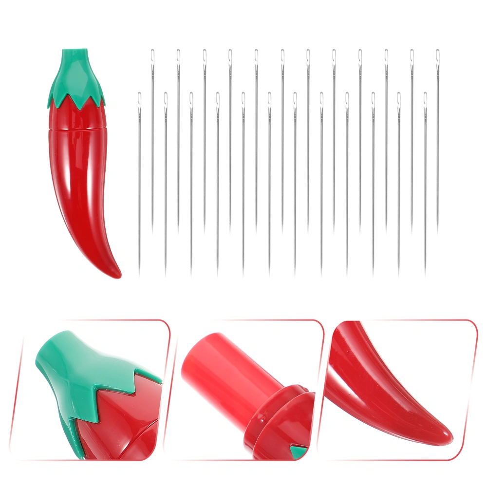 1 Set of Multi-function Needle Holder Chili Shaped Needle Case Portable Toothpick Holder