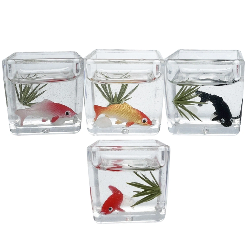 4pcs Miniature Fish Tank Fish Bowl Model 1: 12 House Accessories for Miniature House