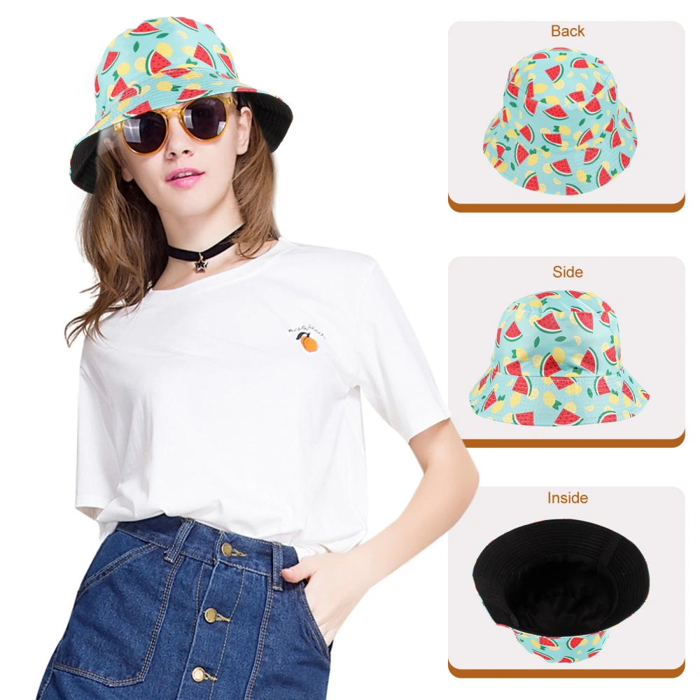 Women Bucket Hat Travel Cap Men Fishing Bucket Cap Double Sided Top Cap