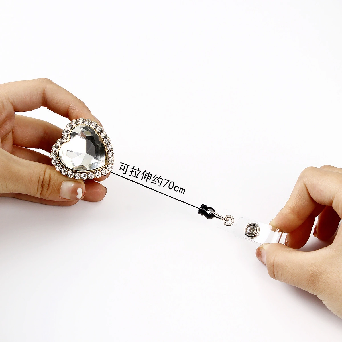 Retractable Badge Buckle Portable Badges Reel Heart Shaped Badge Reel Swivel ID Badge Holder
