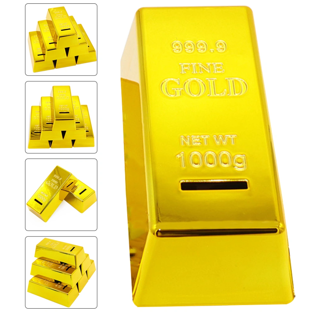 2Pcs Gold-brick Piggy Bank Creative Money Saving Pot Plastic Coin Container Simulate Piggy Bank