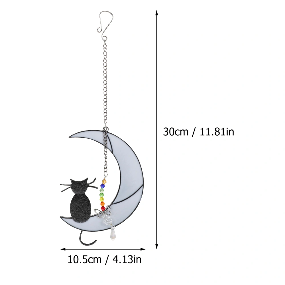 Window Hanging Stained Glass Suncatcher Glass Moon Cat Shaped Suncatcher Decor