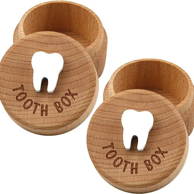 Wooden Tooth Box Souvenir Fetal Hair Storage Box Cute Tooth Box Baby Keepsake Box