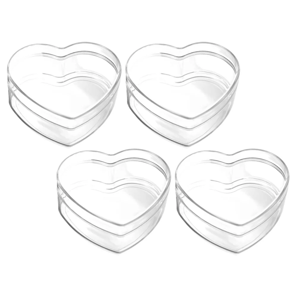 4Pcs Heart Candies Boxes Transparent Treat Boxes Candy Packing Boxes Wedding Party Candy Boxes