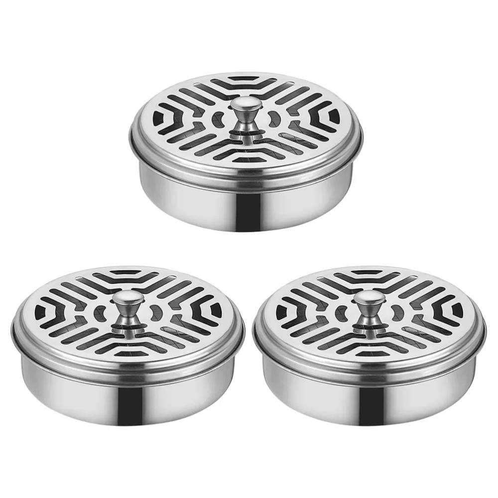 3pcs Mosquito Coil Holder Stainless Steel Coil Incense Burner Portable Mosquito Coil Holder